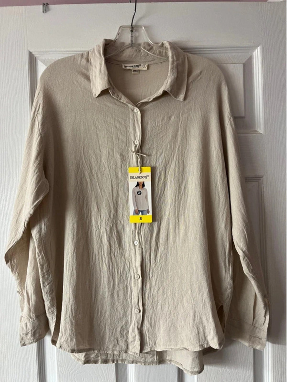 Linen button up shirt long sleeve Small
